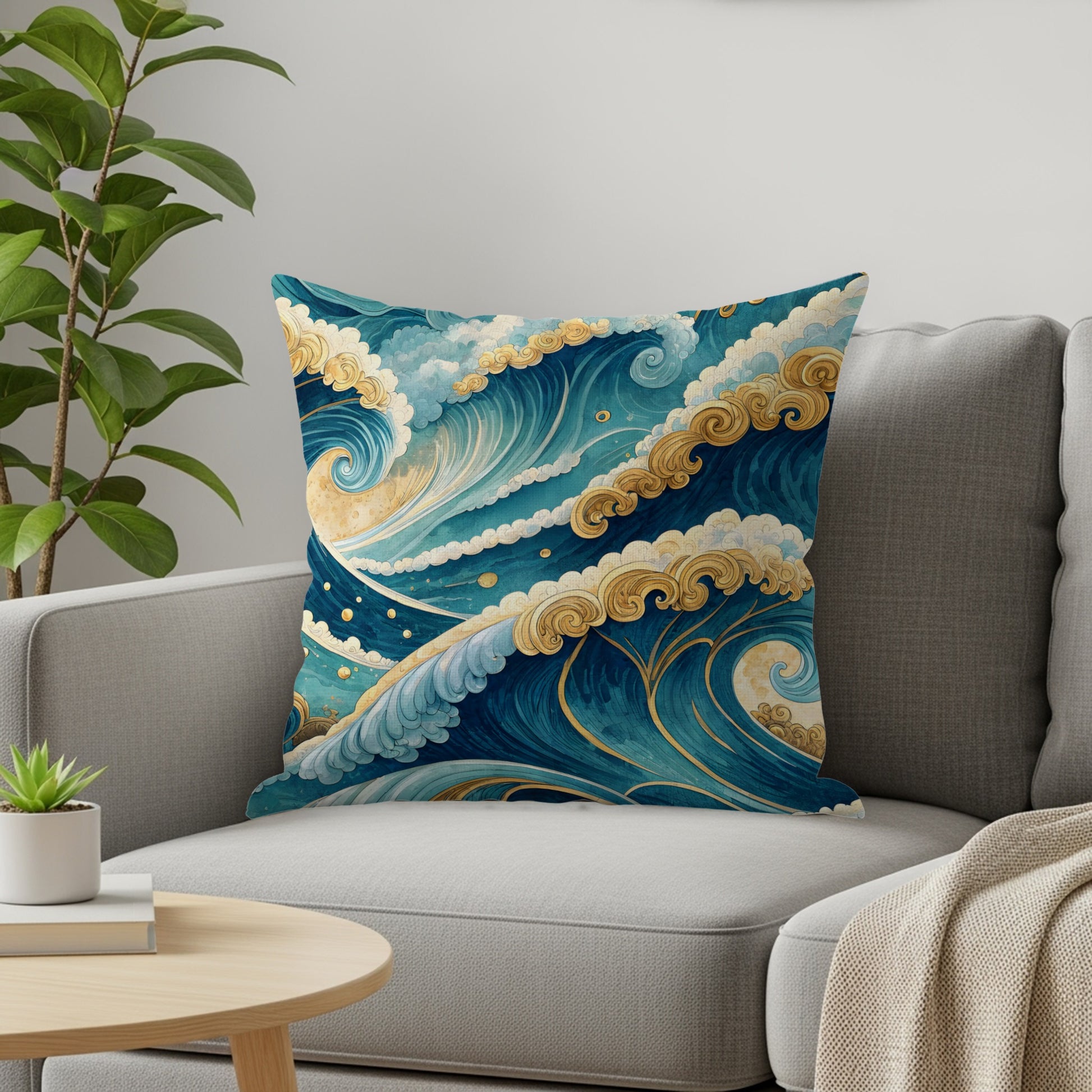 Coastal Ocean Waves Decorative Throw Pillow Case