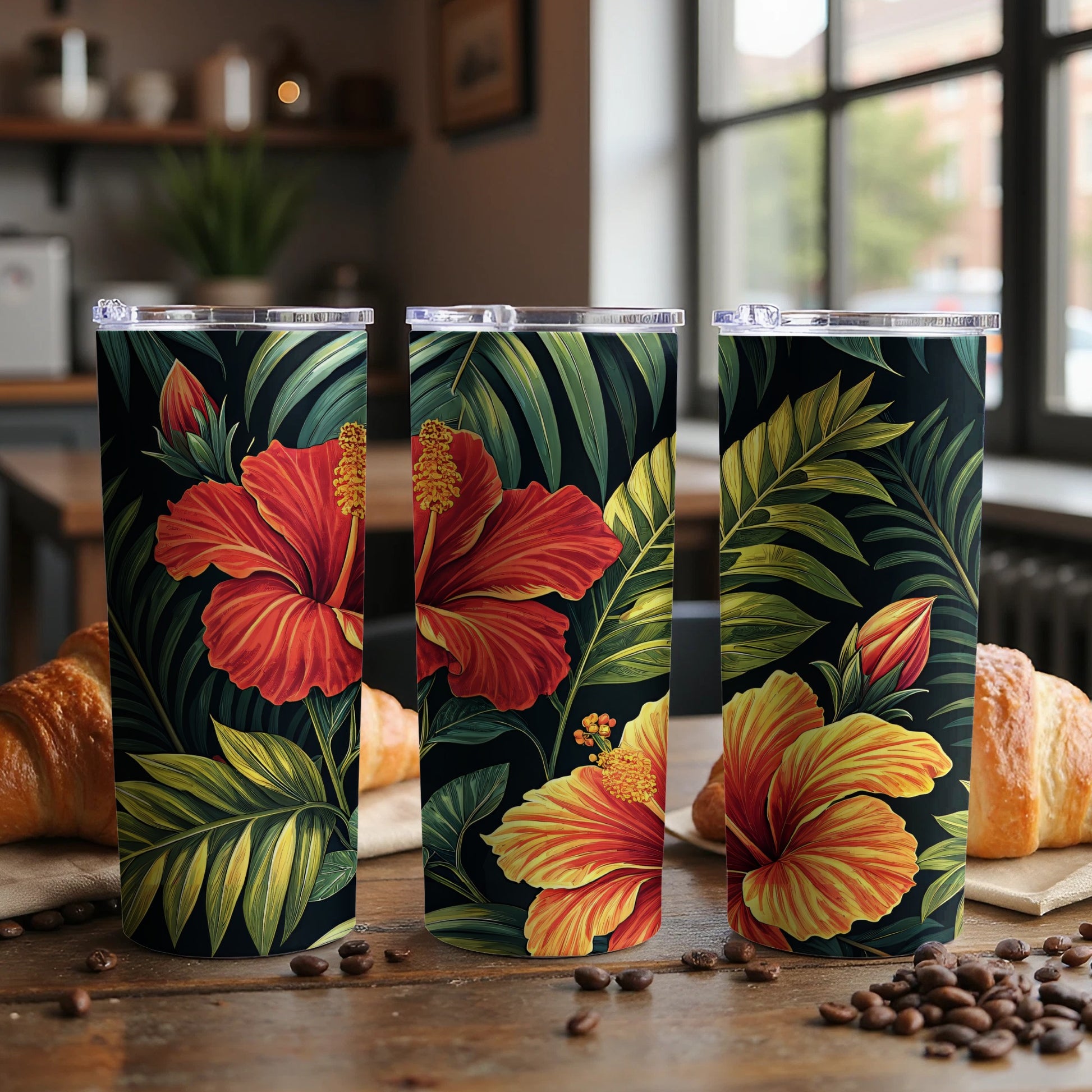 Vibrant Tropical Floral Design Insulated Tumbler