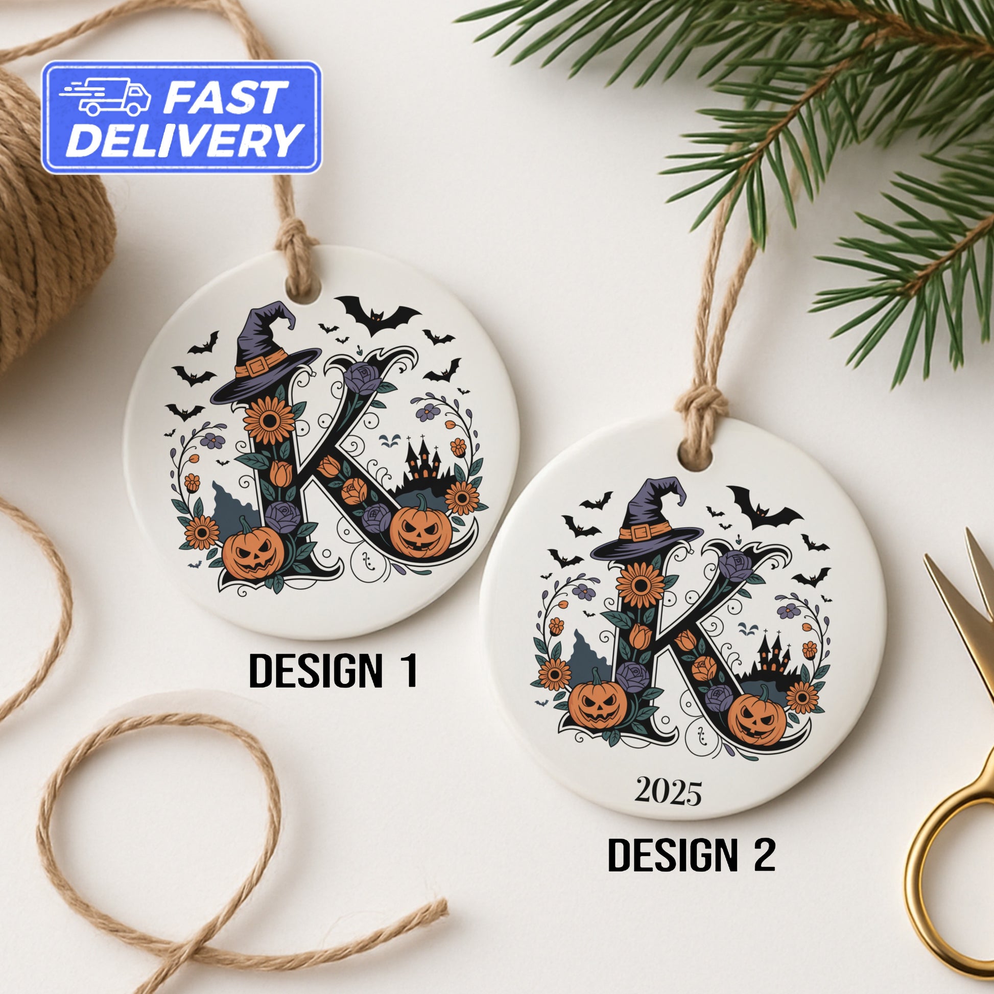 Personalized Halloween Monogrammed Ornament product