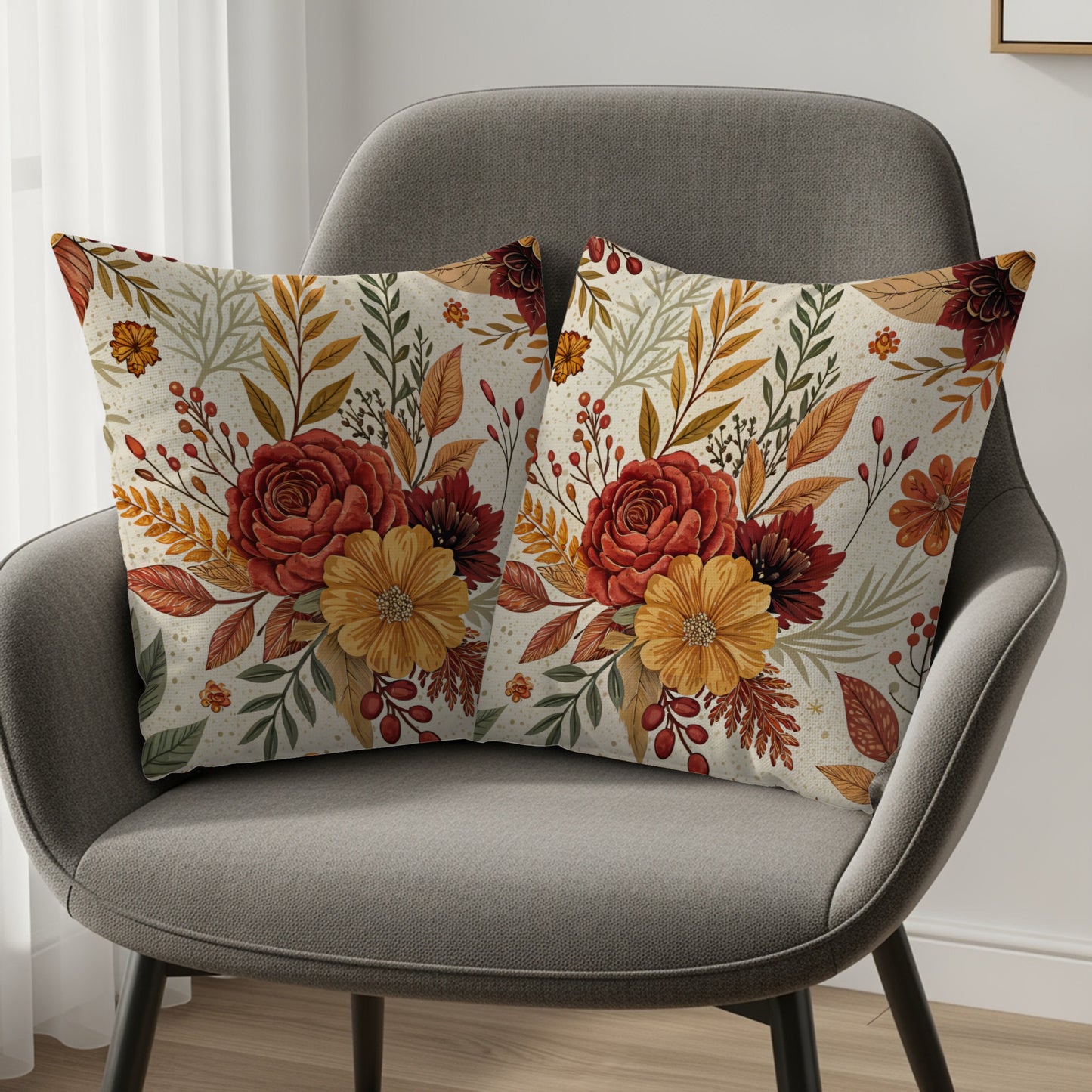 Autumn Floral Pattern Decorative Pillow Covers