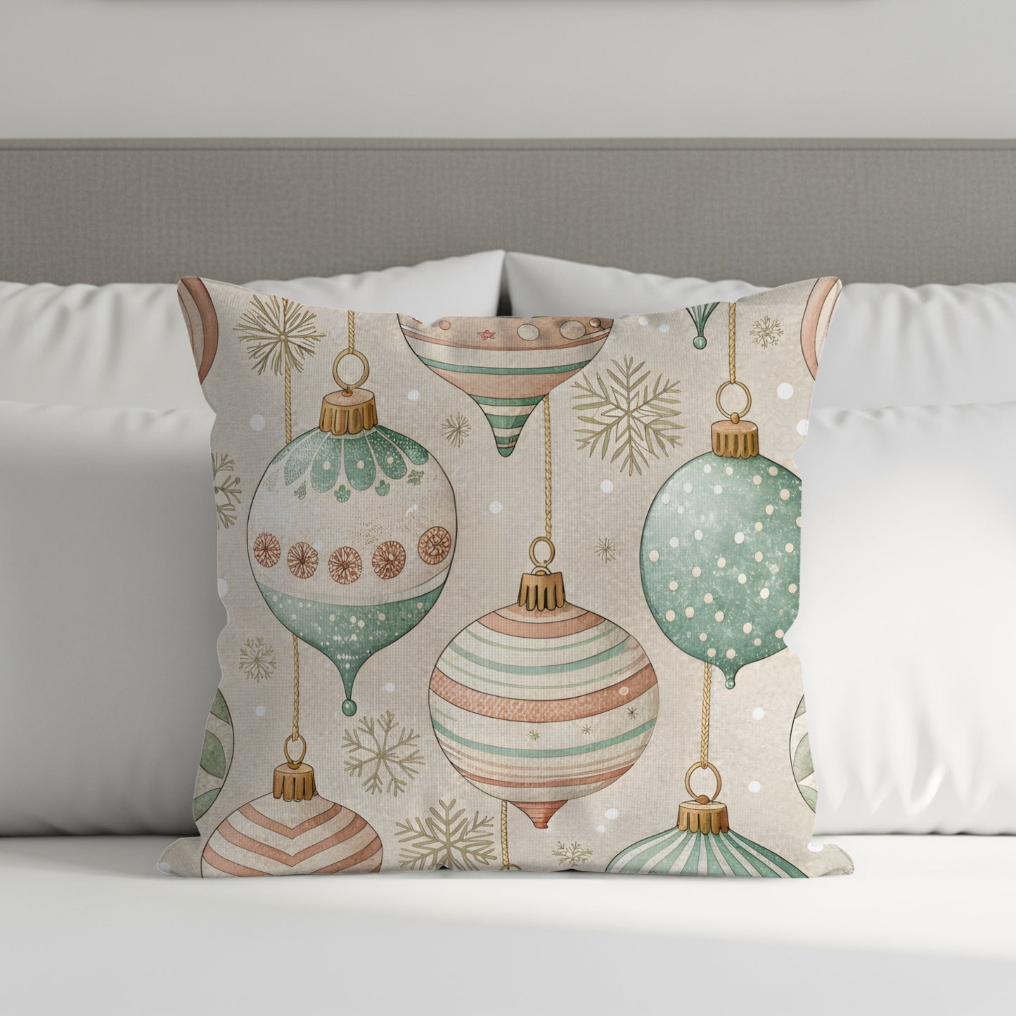 Vintage Christmas Ornament Pattern Decorative Pillow