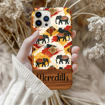 Elephant Pattern Customized Phone Case with Name Meredith