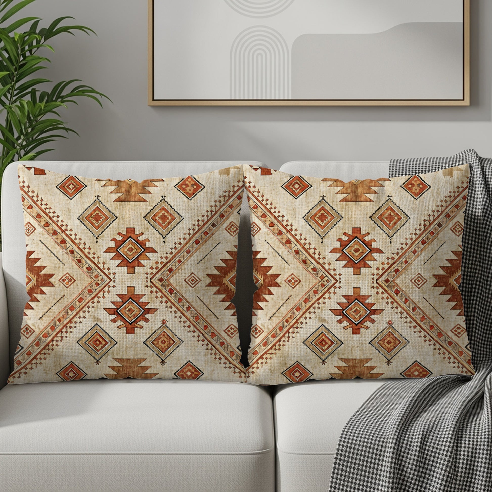 Aztec Pattern Brown and Beige Decorative Pillows & Pillow Cases - Walk Greener