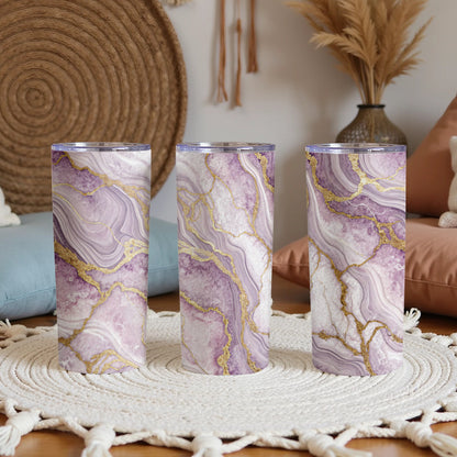 Marble Purple and Gold Insulated Tumbler Cup