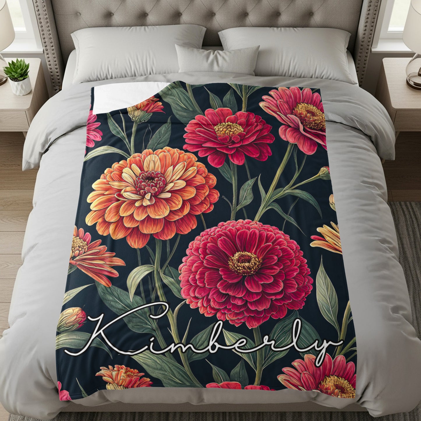 Floral Botanical Personalized Custom Name Blanket Gift - Walk Greener