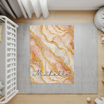Personalized Pink and Gold Swirl Design Rug