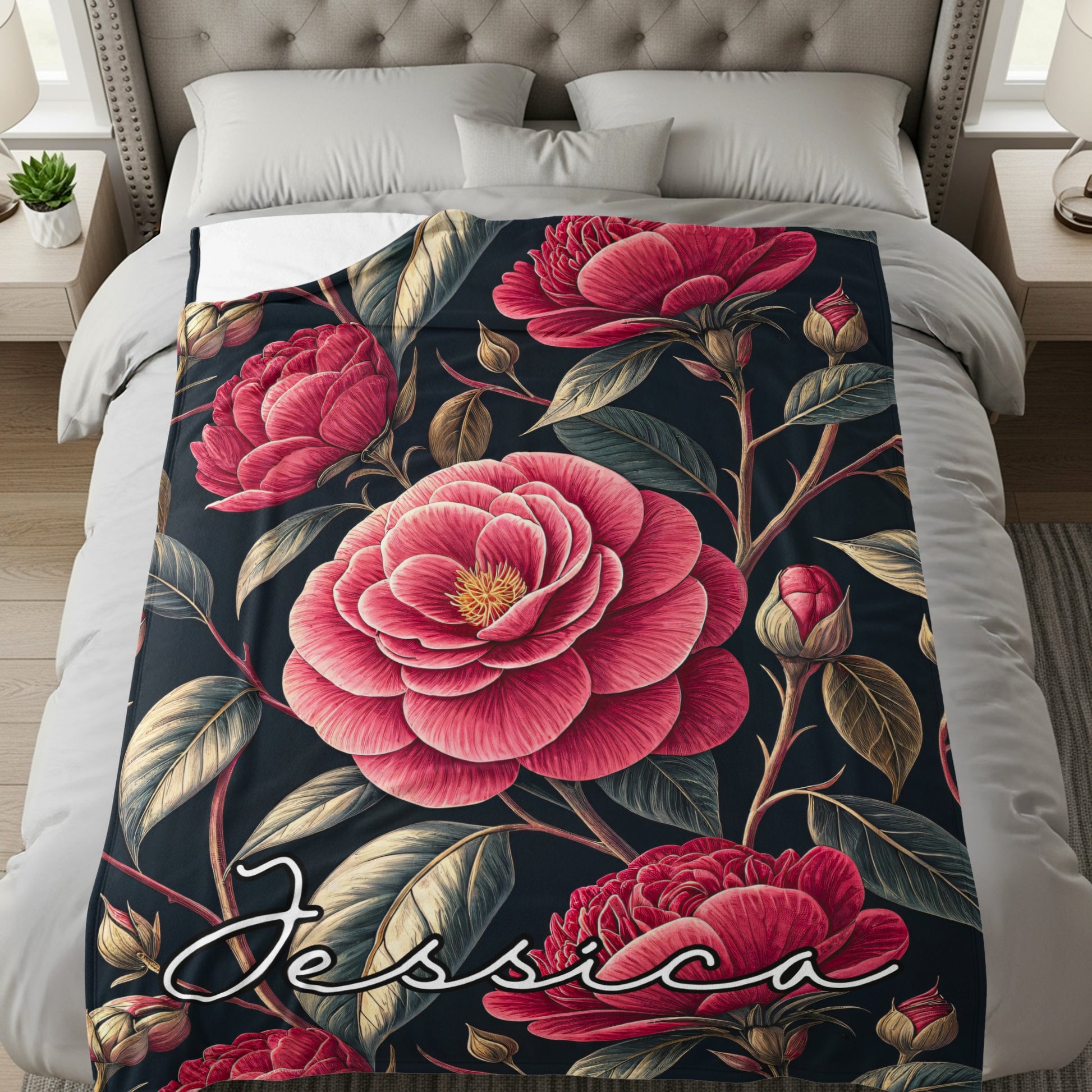 Jessica Floral Design Blanket Personalized Gift