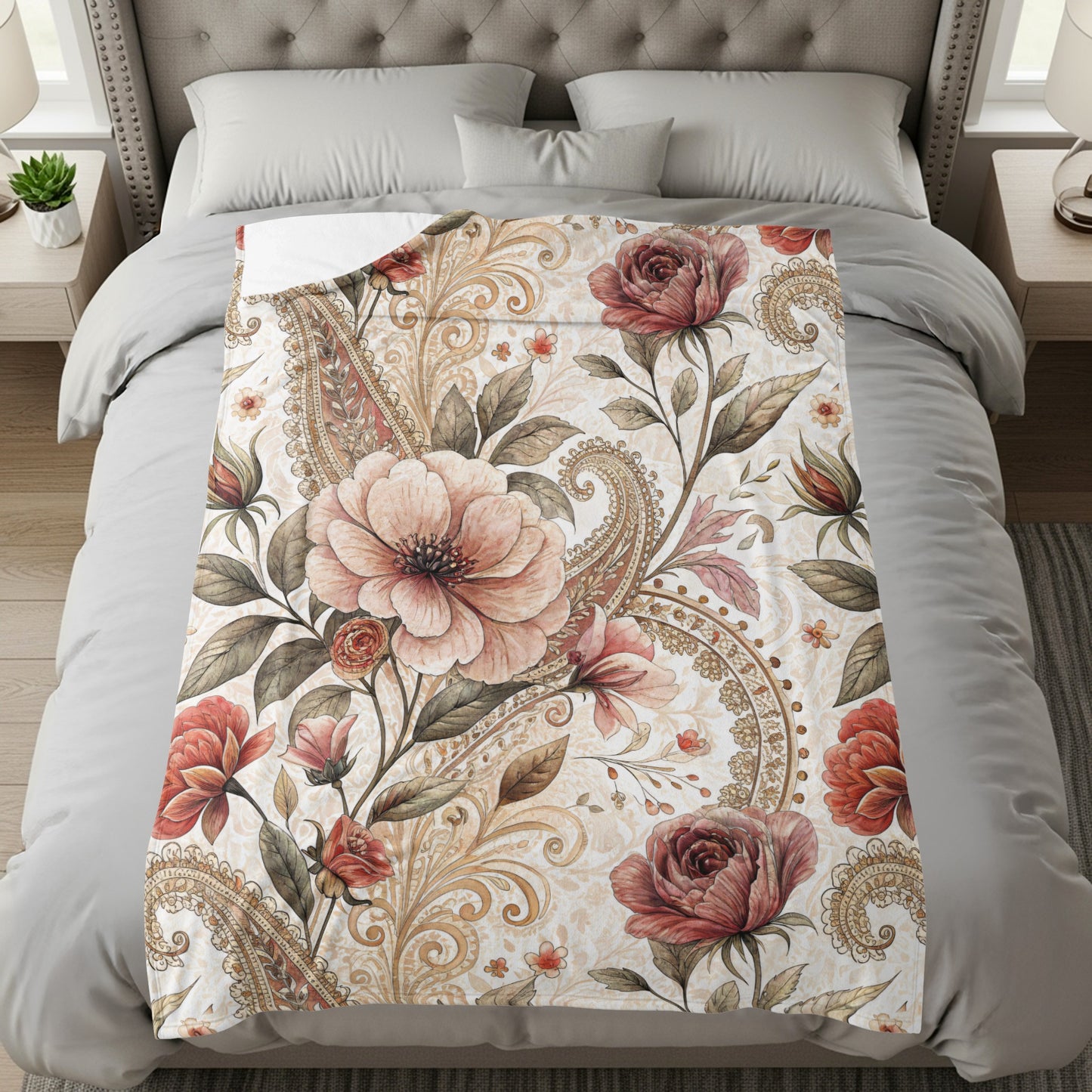 Floral Arrangement Elegant Paisley Pattern Vintage Style - Walk Greener