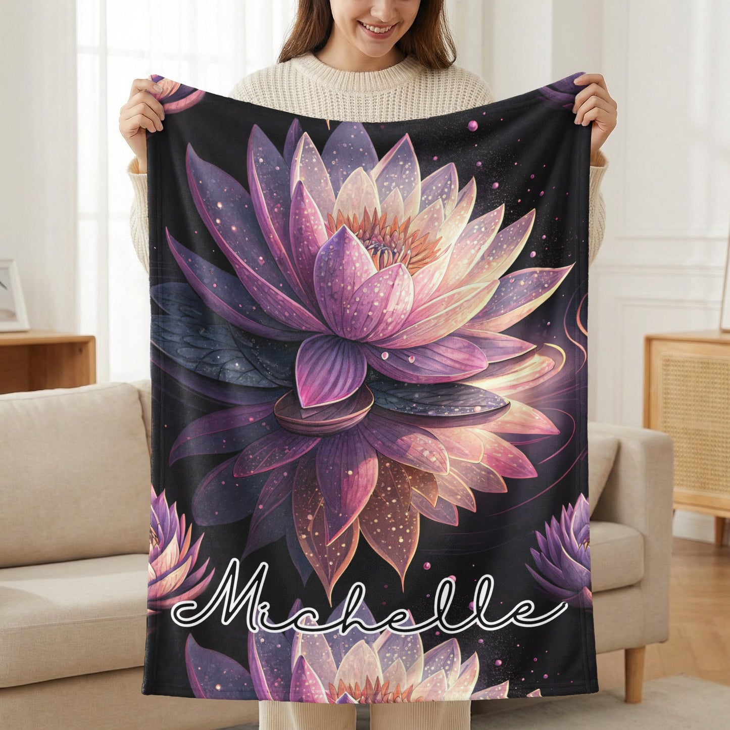 Personalized Lotus Flower Graphic Custom Name Creation - Walk Greener
