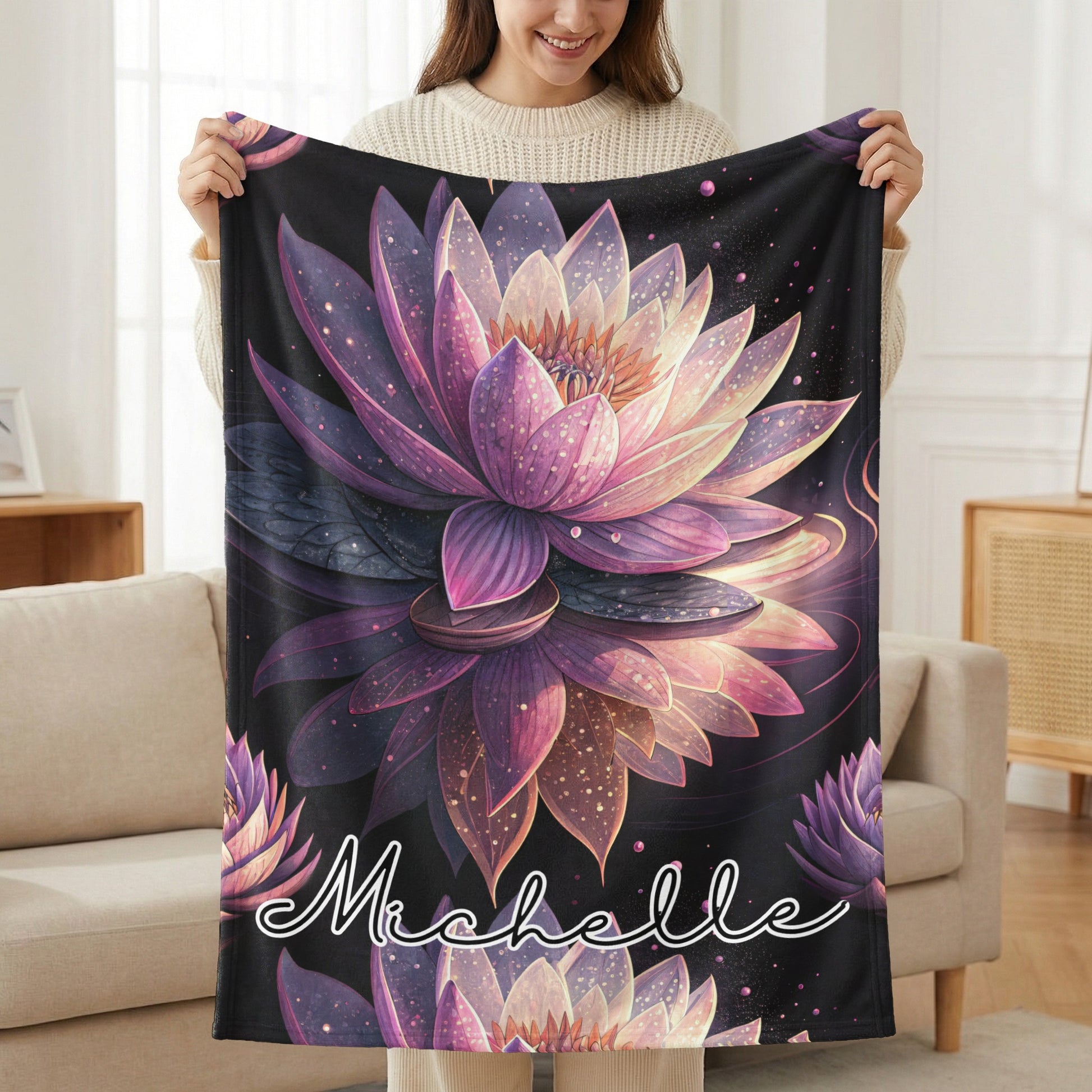Personalized Lotus Flower Graphic Custom Name Creation - Walk Greener