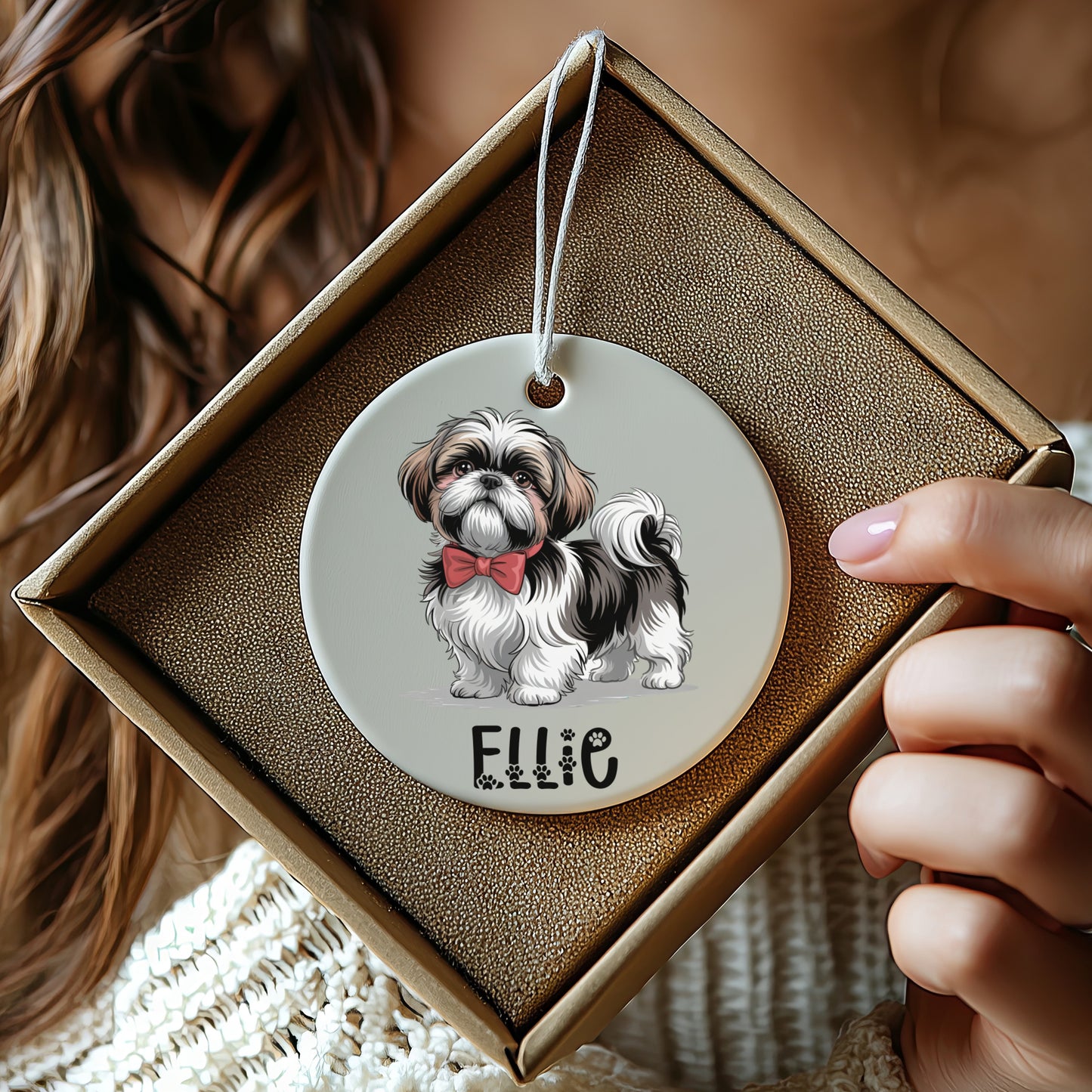 Personalized Cute Shih Tzu Dog Christmas Ornament product