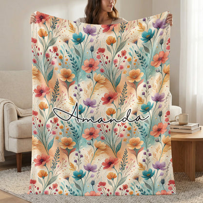Personalized Floral Blanket with Amanda Name