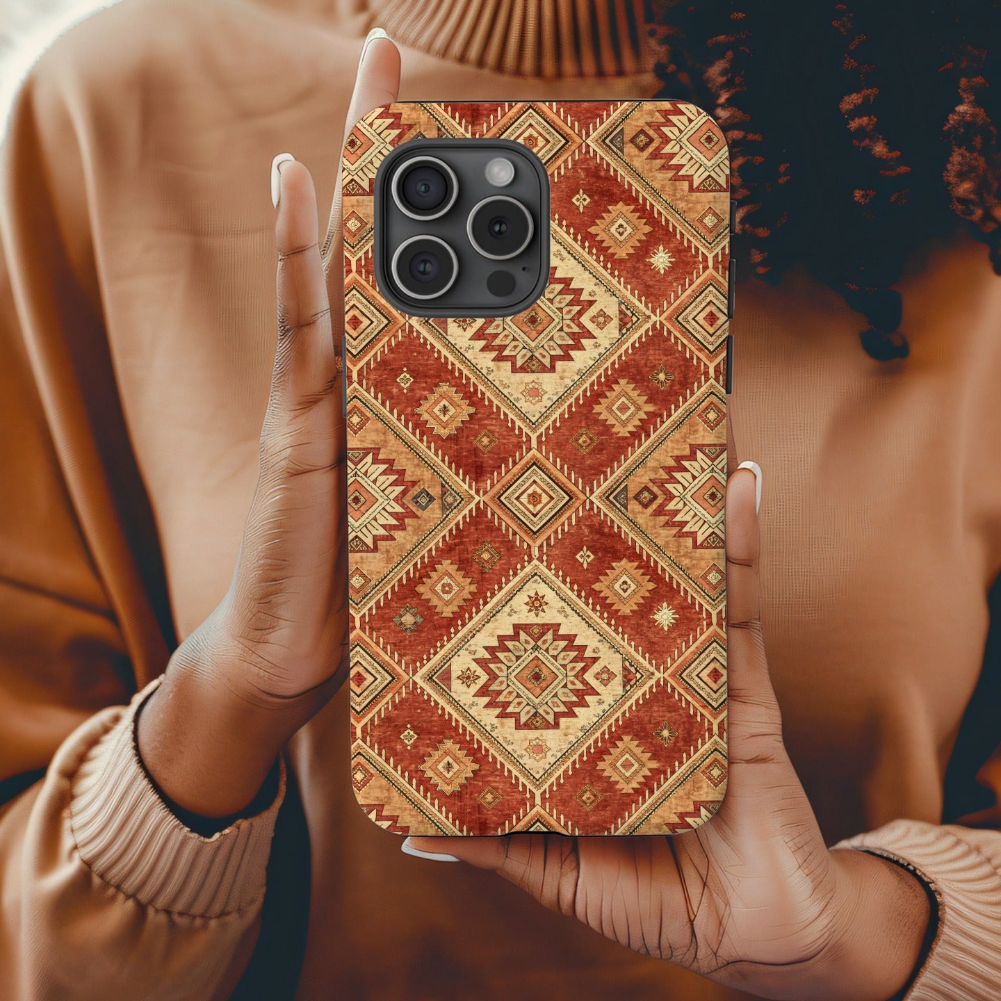 Geometric Diamonds Aztec Pattern Custom Phone Case - Walk Greener