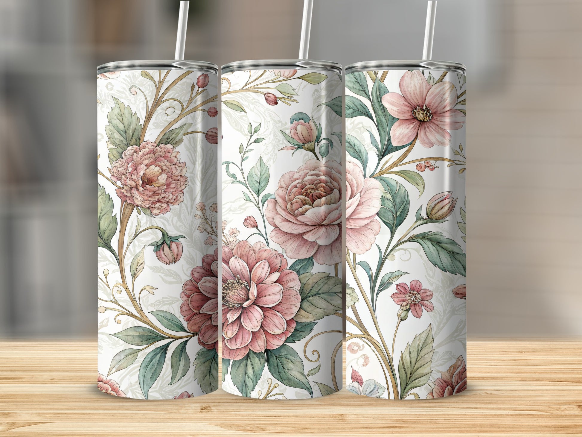 Floral Artwork Illustration for 20 oz Skinny Tumbler - Walk Greener