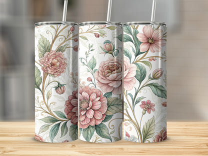 Floral Artwork Illustration for 20 oz Skinny Tumbler - Walk Greener