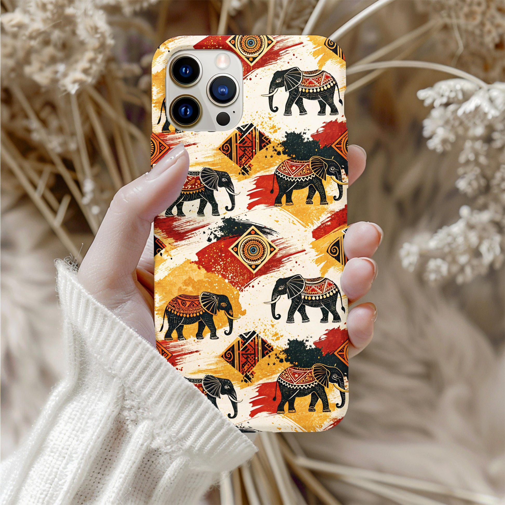Colorful Elephant Pattern Phone Case Cover