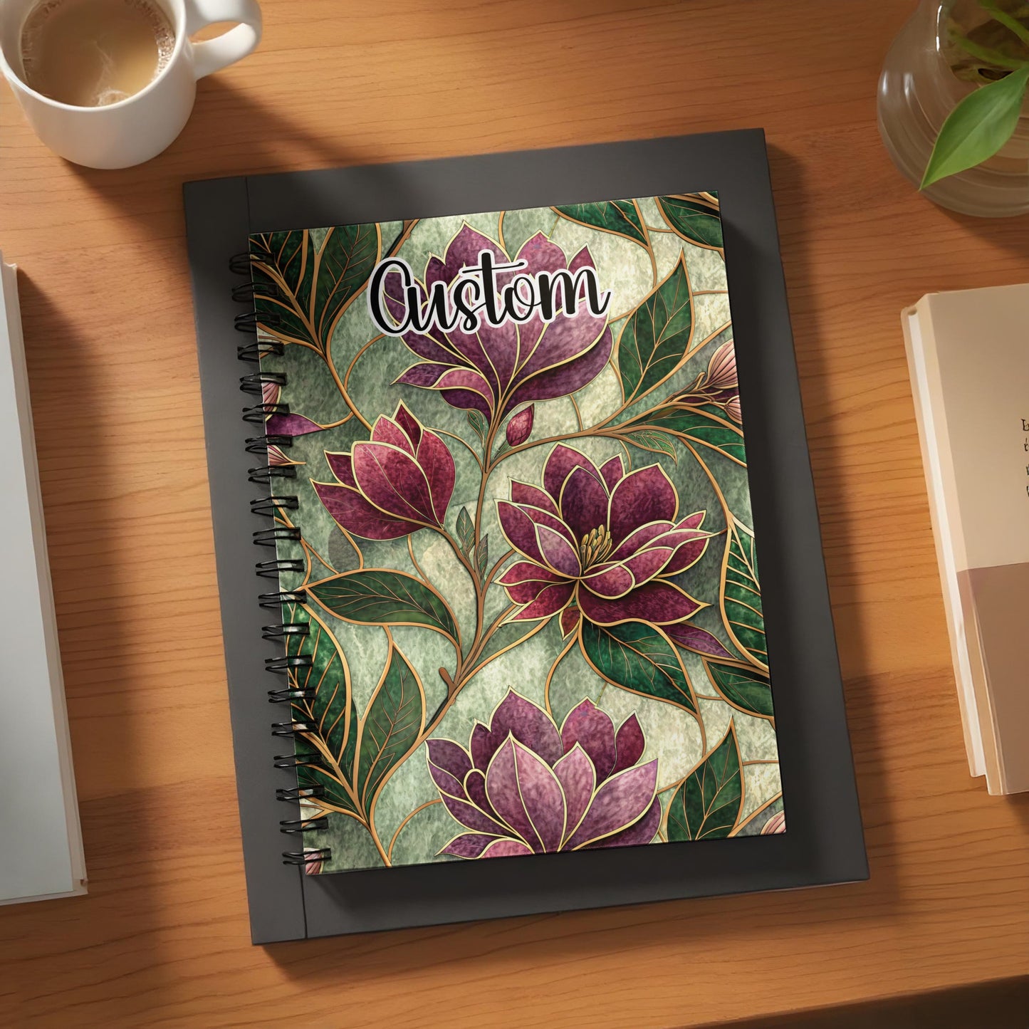 Custom Floral Design Spiral Bound Notebook