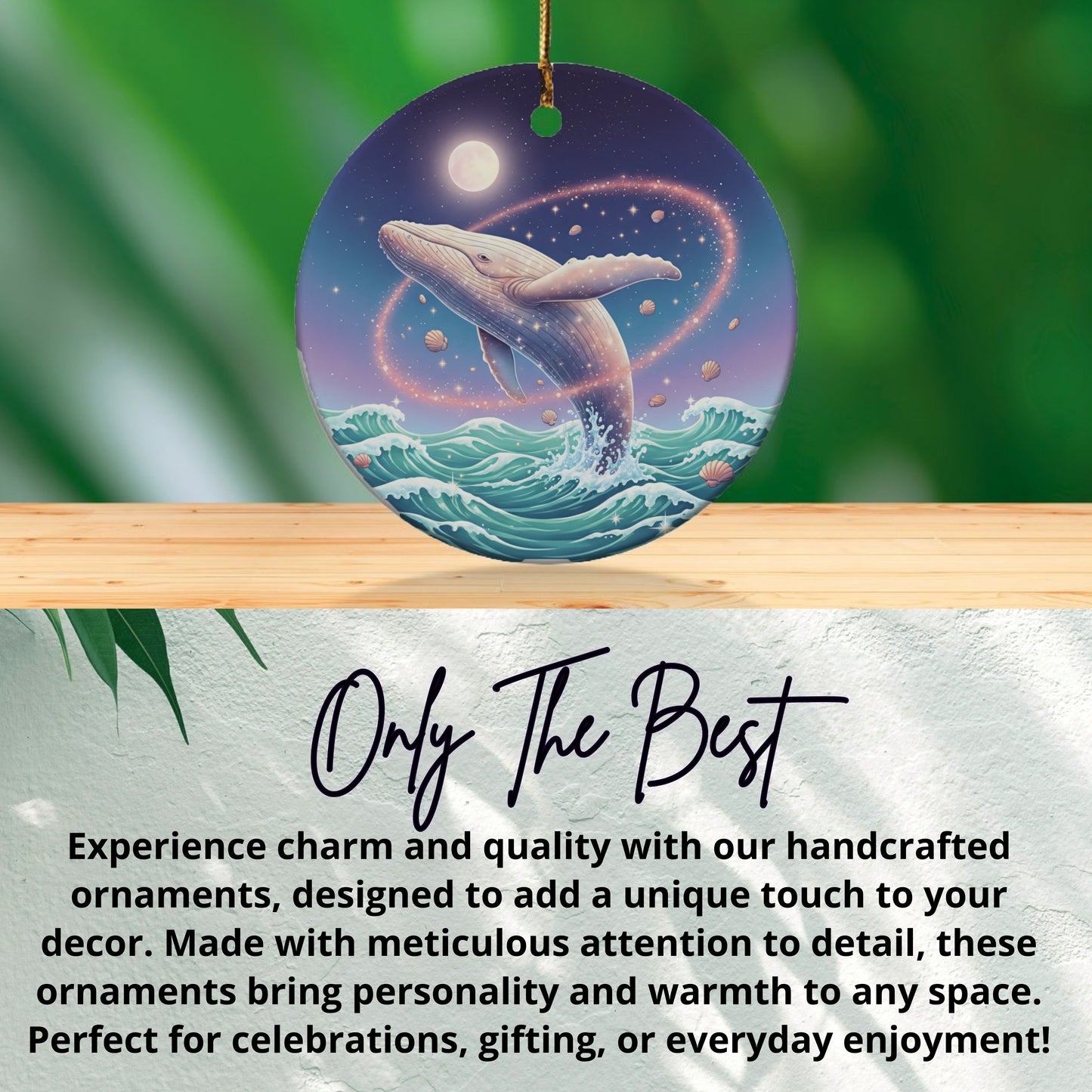 Handcrafted Whale and Moon Ornament product type