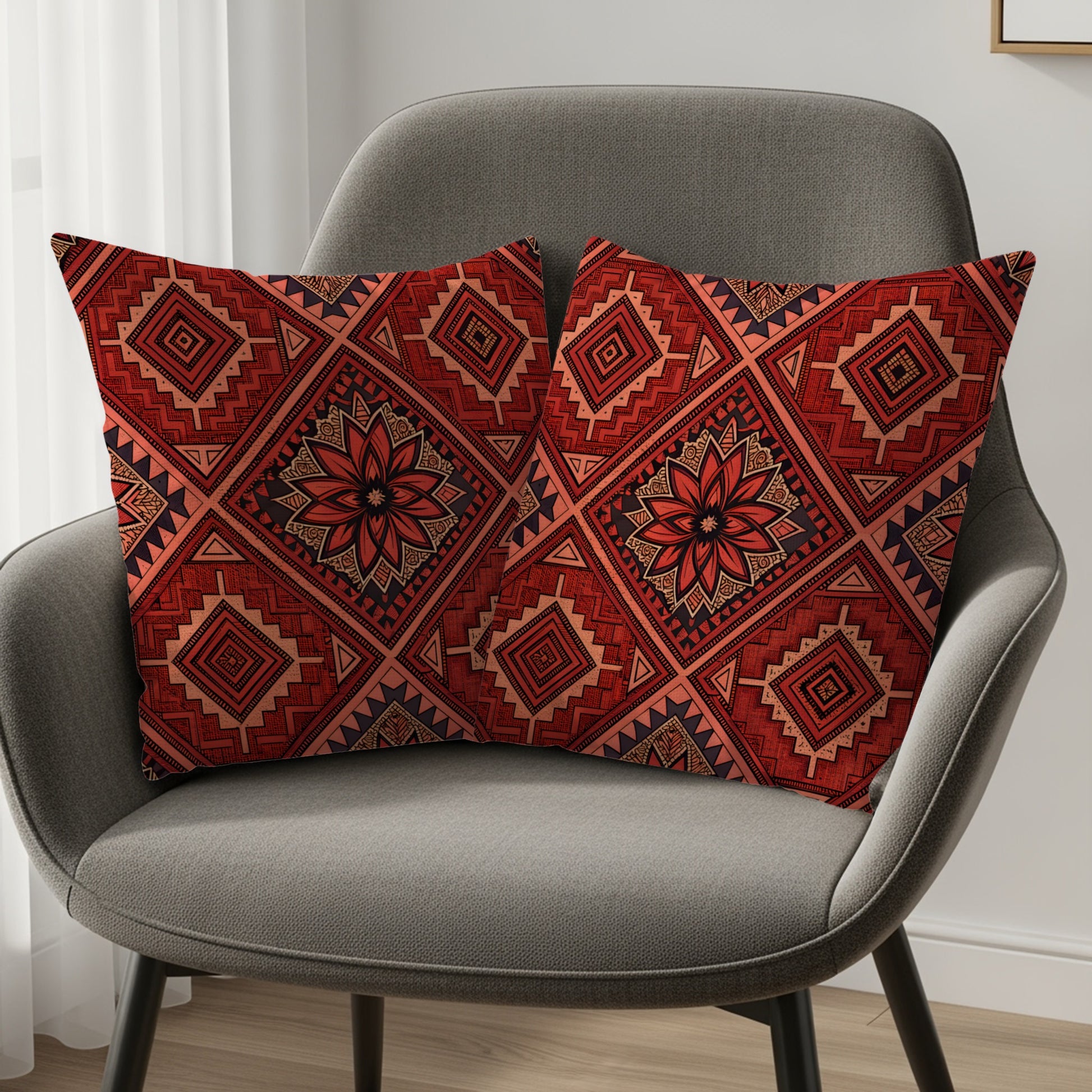Tribal Aztec Geometric Floral Design Patterned Pillows & Pillow Cases - Walk Greener