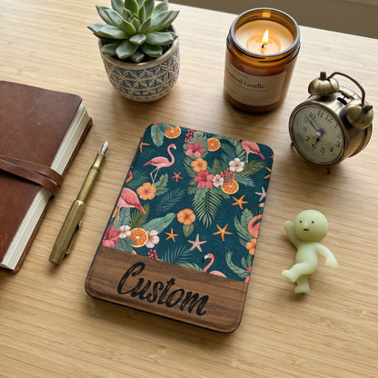 Custom Flamingo and Floral Design Notebook