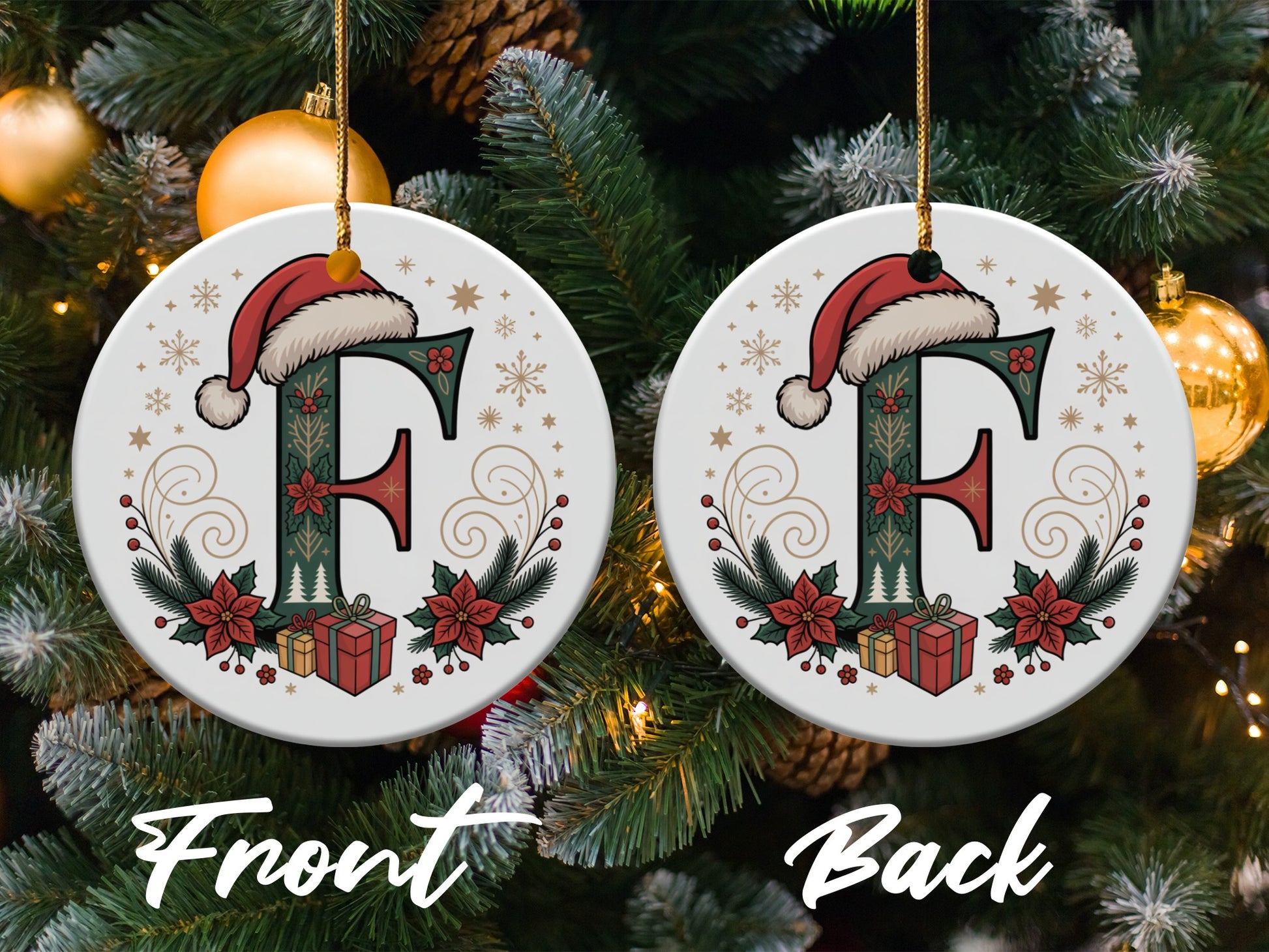 Festive Holiday F Monogram Ornament product type