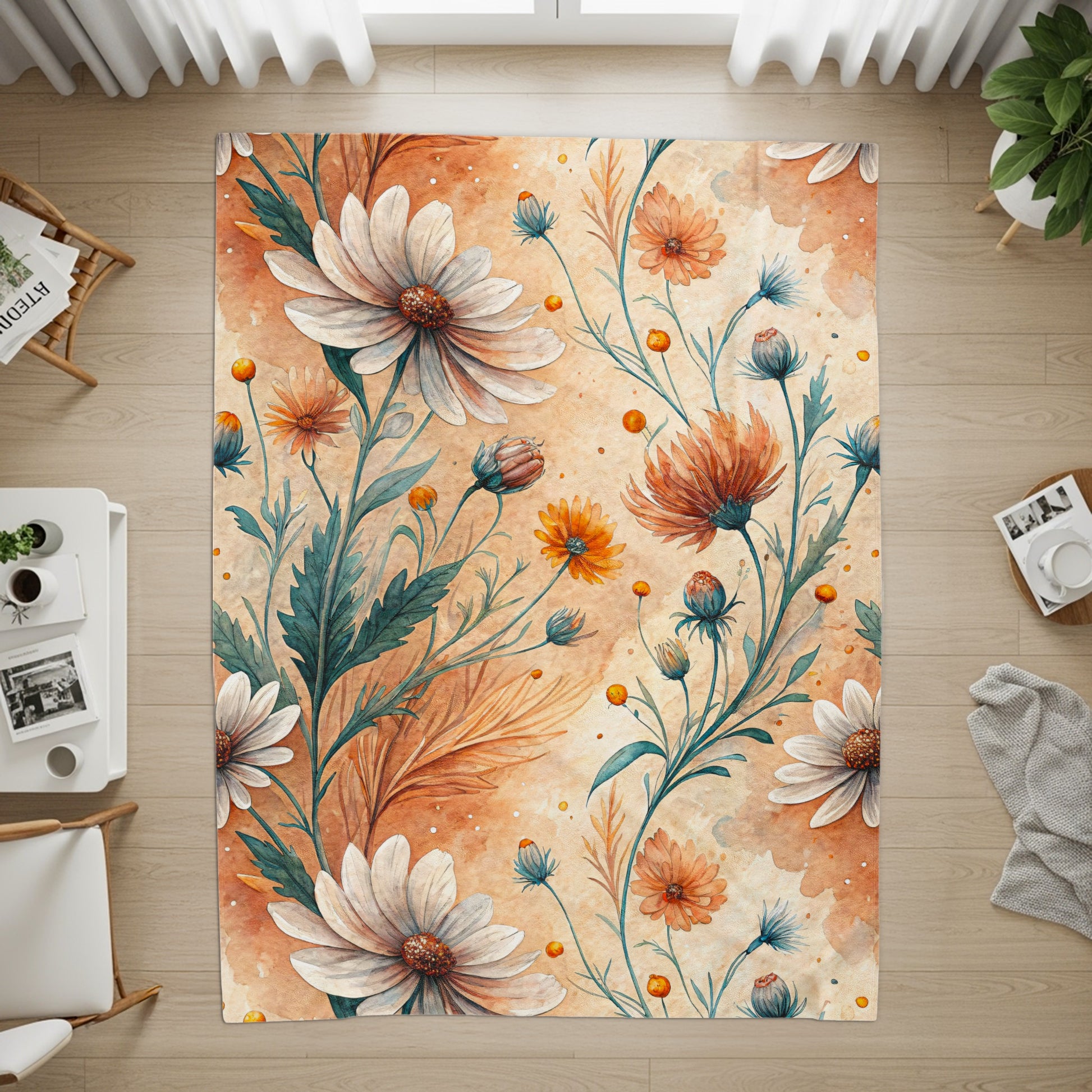 Elegant Daisy Bloom Design Watercolor Style Floral Art - Walk Greener