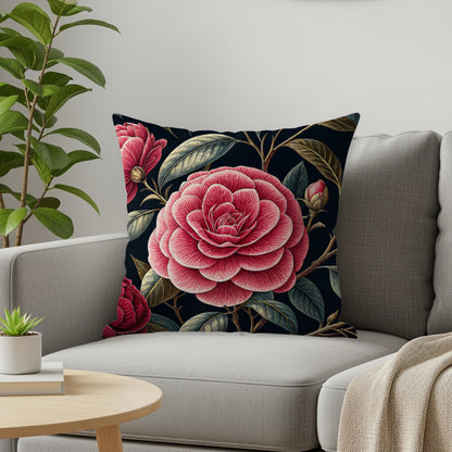 Elegant Red Rose Design Decorative Throw Pillow