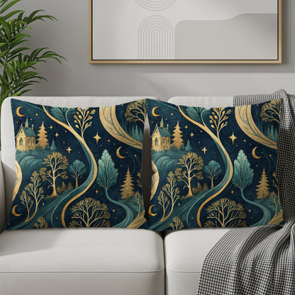 Enchanting Forest House Design Decorative Pillow Covers