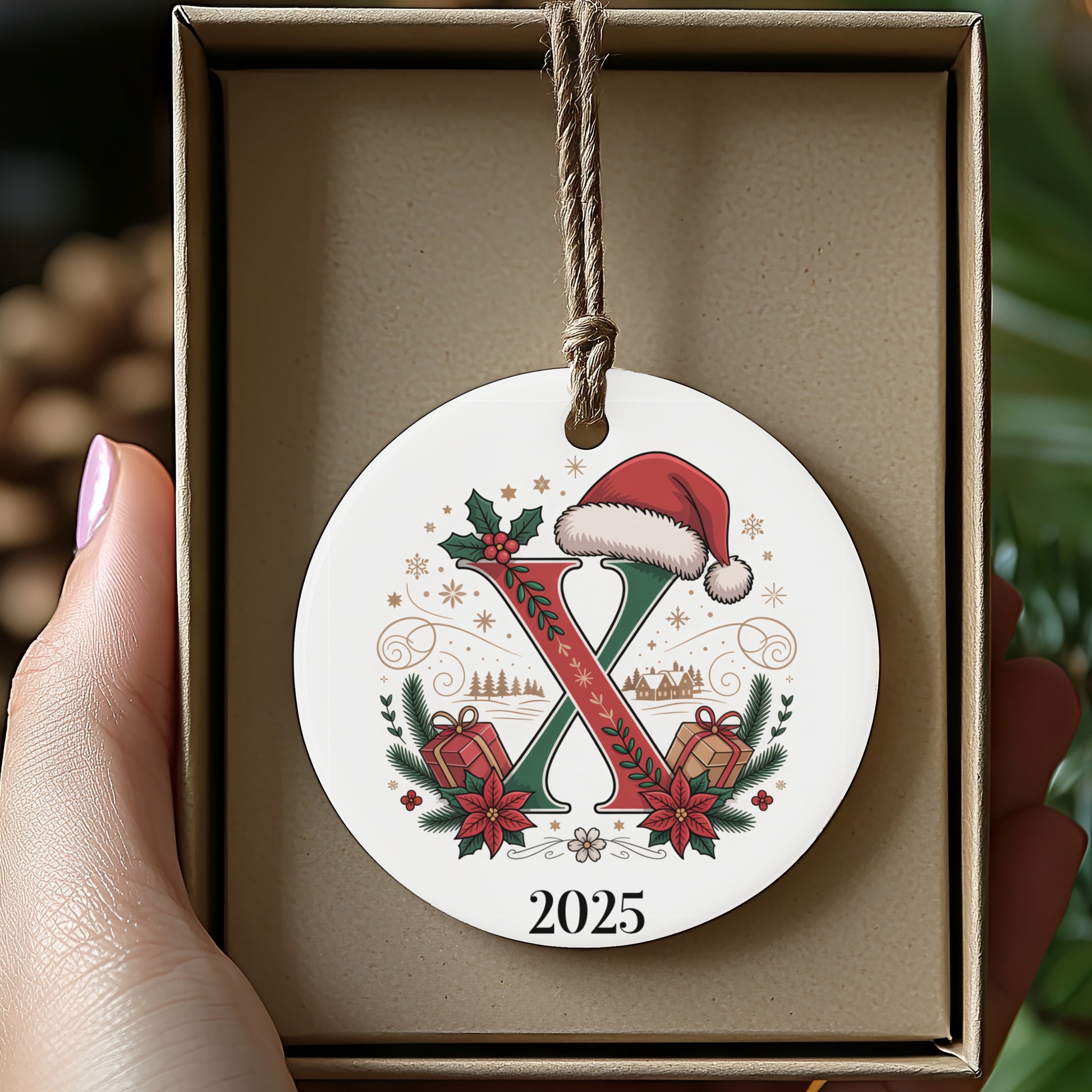Personalized Holiday 2025 Santa Hat Ornament product type