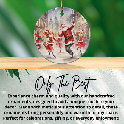 Santa and Dancers Festive Scene Ornament product