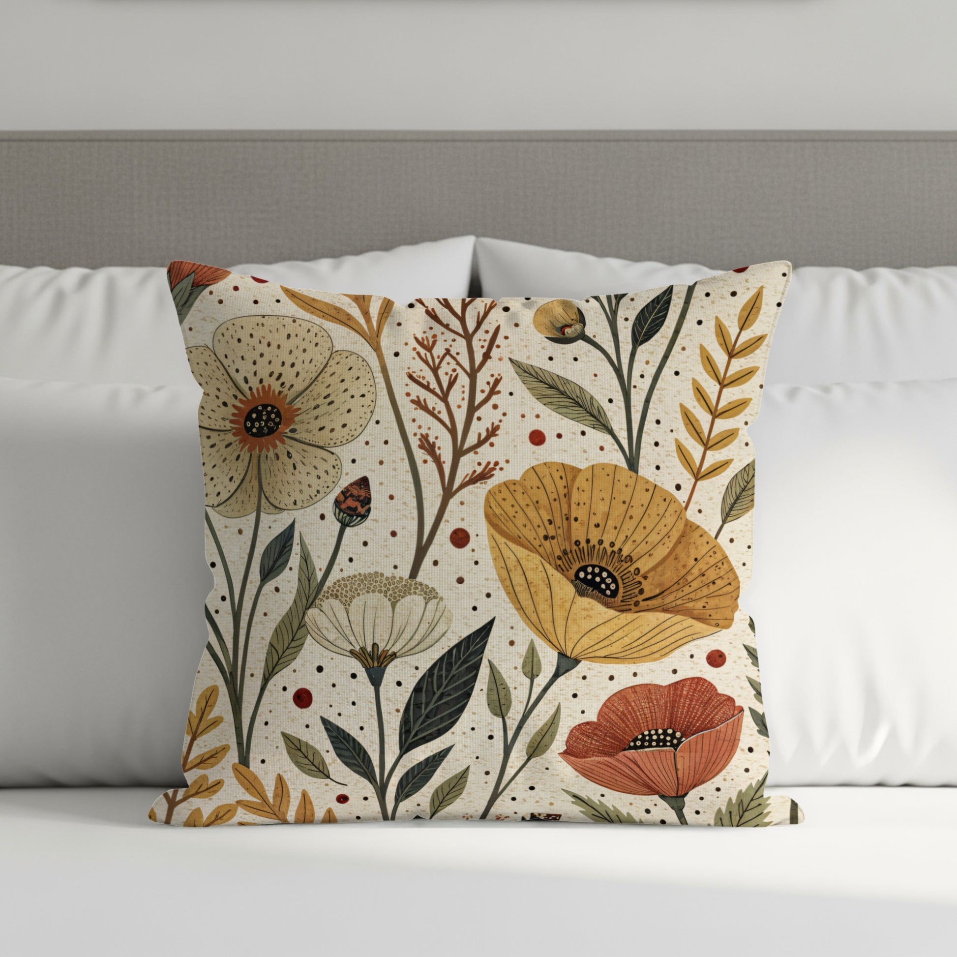 Neutral Floral Pattern Artwork Design Style Throw Pillows - Walk Greener
