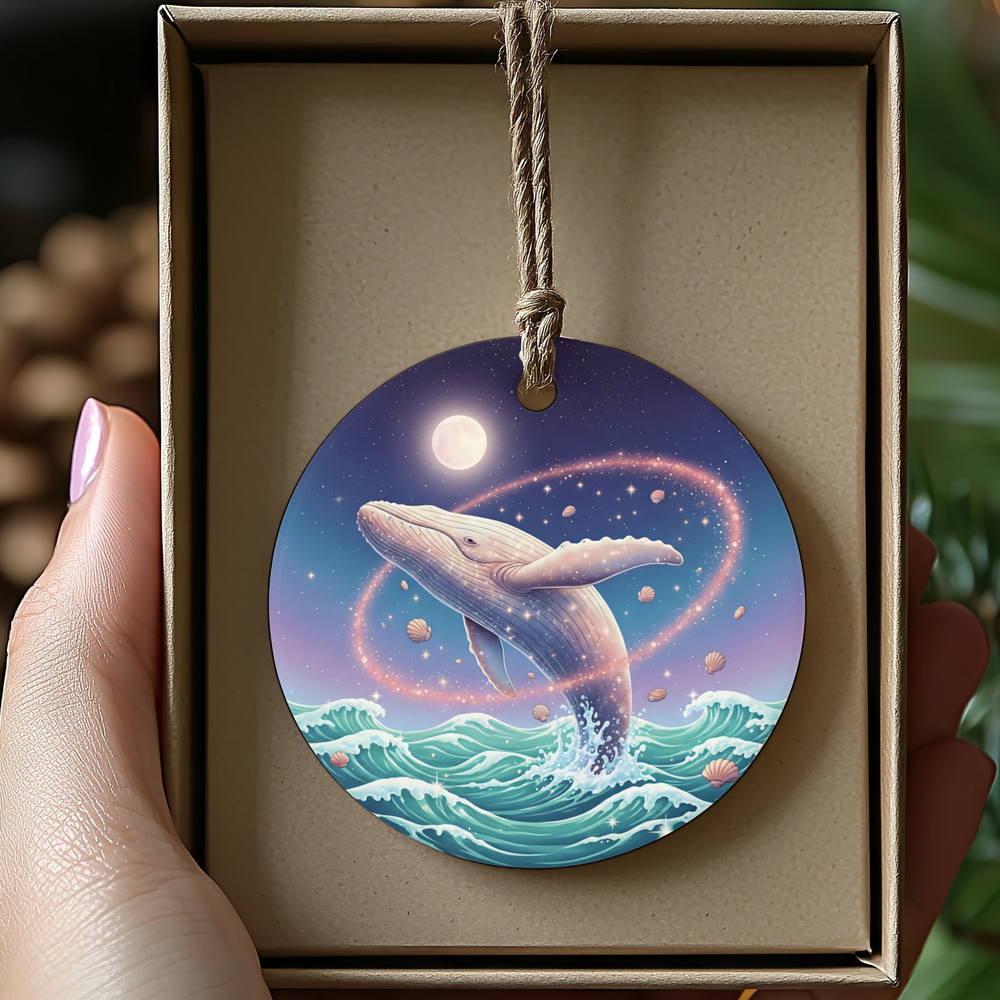 Enchanting Whale Ocean Scene Hanging Ornament product