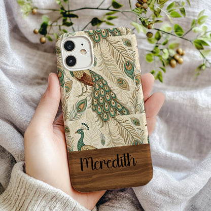 Personalized Peacock Design Phone Case with Name Meredith