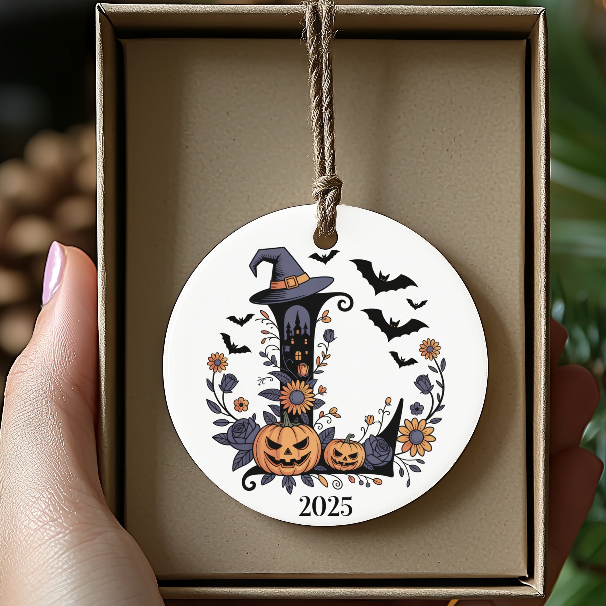 Halloween Witch Hat Pumpkin Design Ornament product