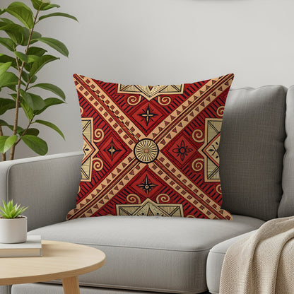Geometric Red Black and Gold Decorative Pillow Product
