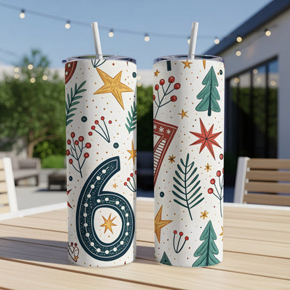 Festive Holiday Design Tall Tumblers with Straw