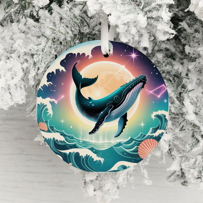 Majestic Whale Swimming Scene Christmas Ornament product