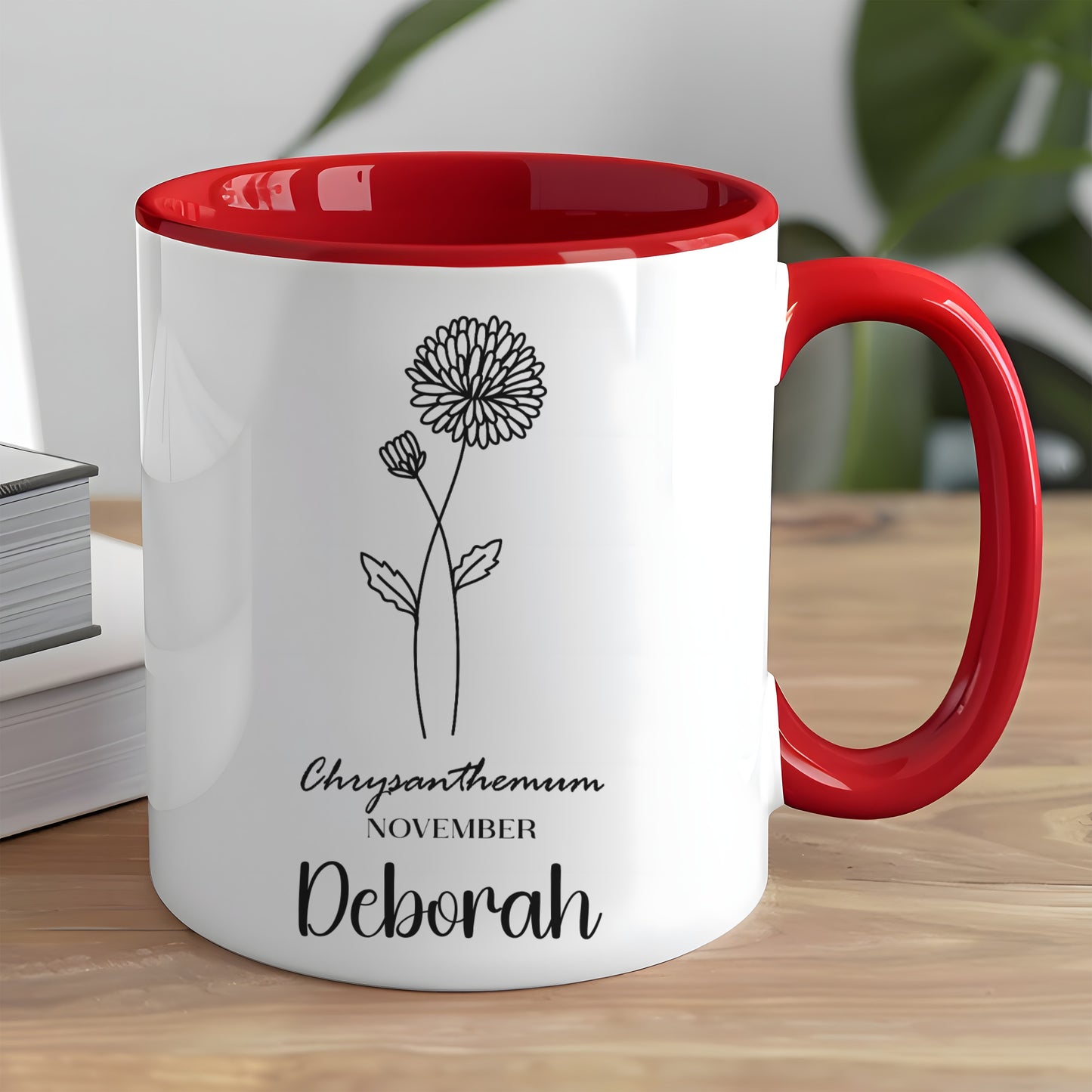 Chrysanthemum November Personalized Name Mug Gift
