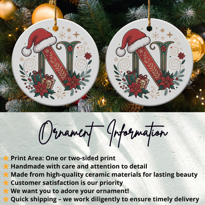 Christmas Ornament with Letter N Beautiful Holiday product type