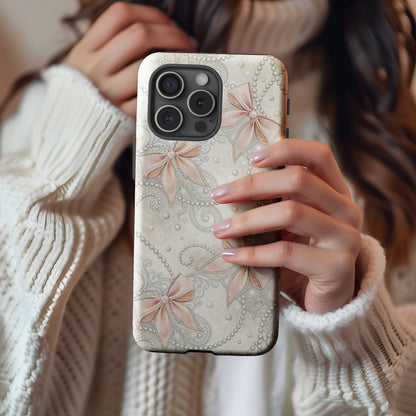 Elegant Floral Design with Pearls Phone Case