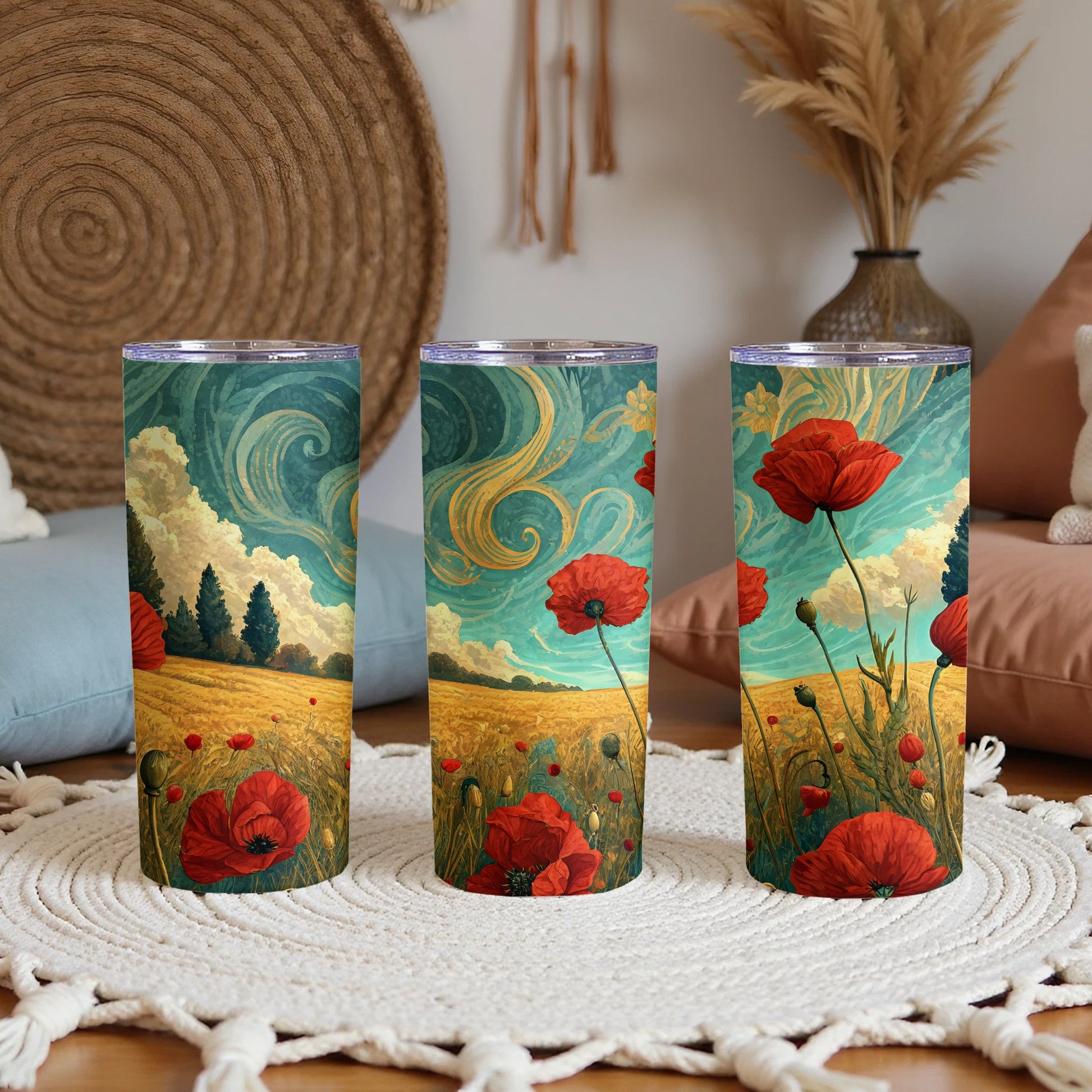 Scenic Field and Poppy Art Insulated Tumbler Product