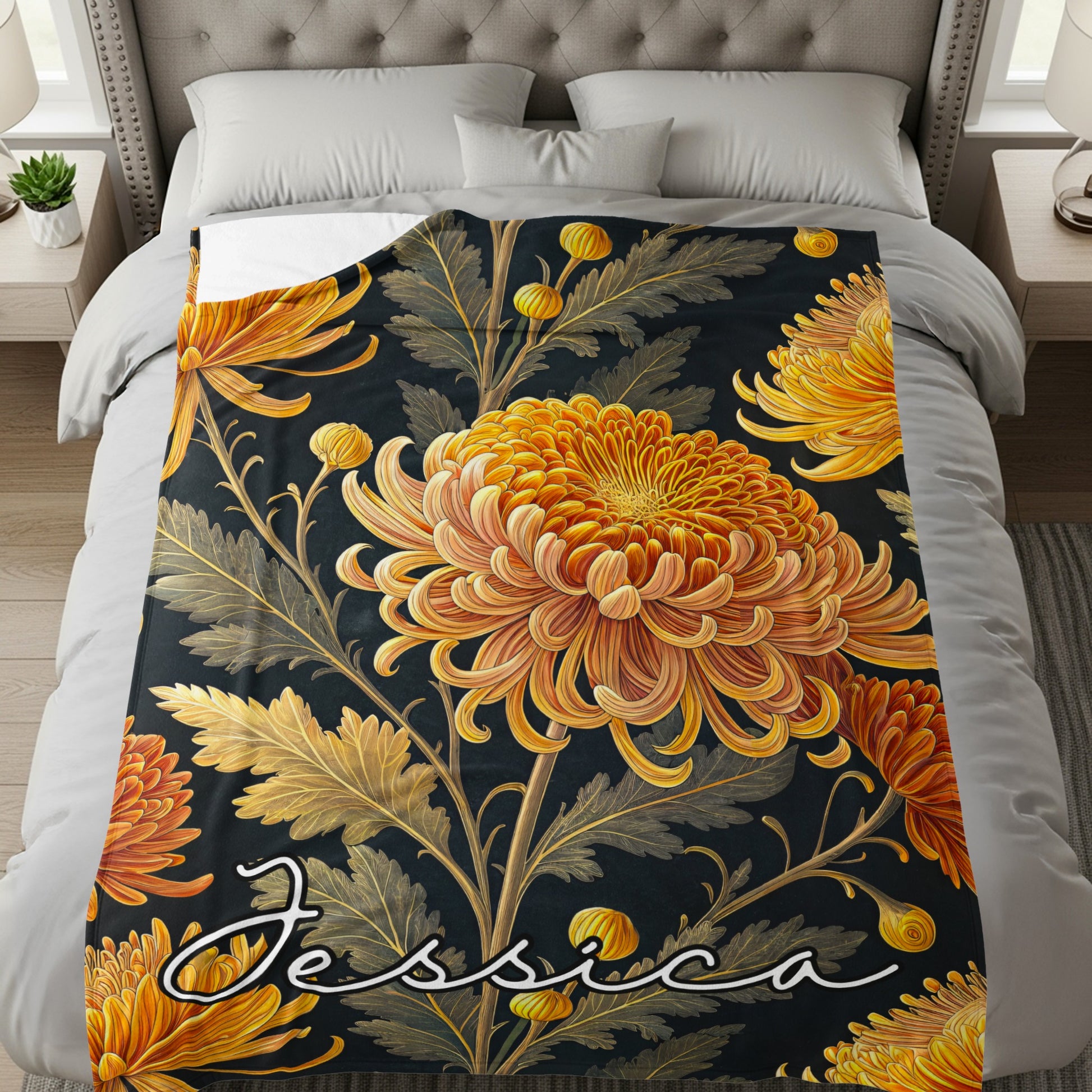 Custom Name with Floral Print Personalized Blanket - Walk Greener