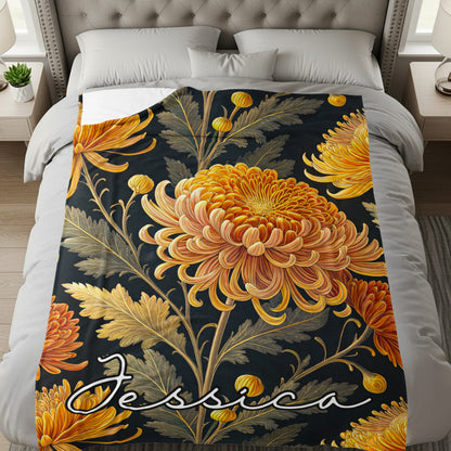 Custom Name with Floral Print Personalized Blanket - Walk Greener