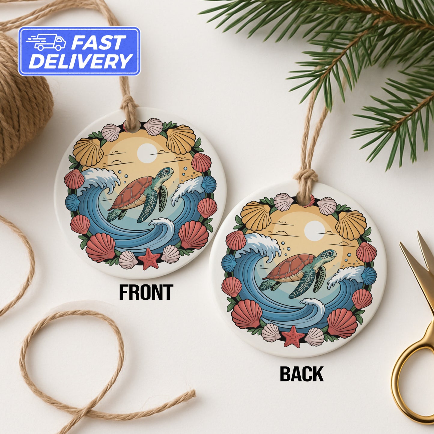 Beautiful Sea Turtle Themed Christmas Ornament product