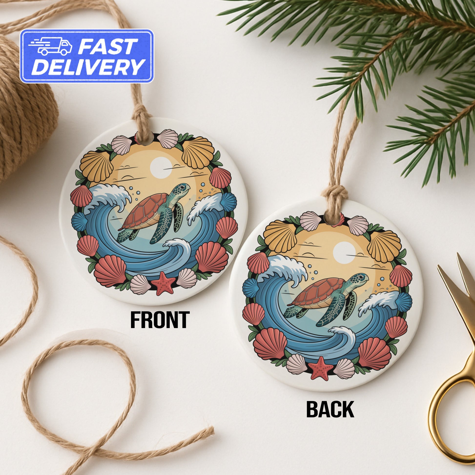 Beautiful Sea Turtle Themed Christmas Ornament product