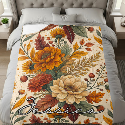 Personalized Floral Blanket with Sunflowers Design
