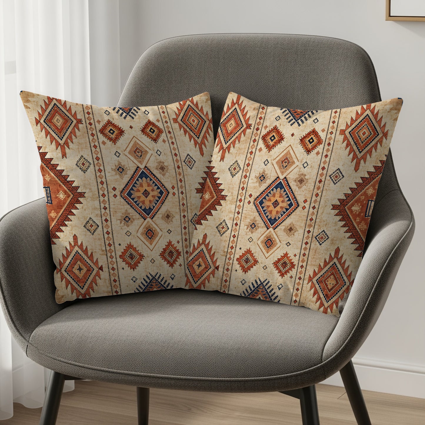 Southwestern Geometric Diamond Pattern Cushion Cover Set