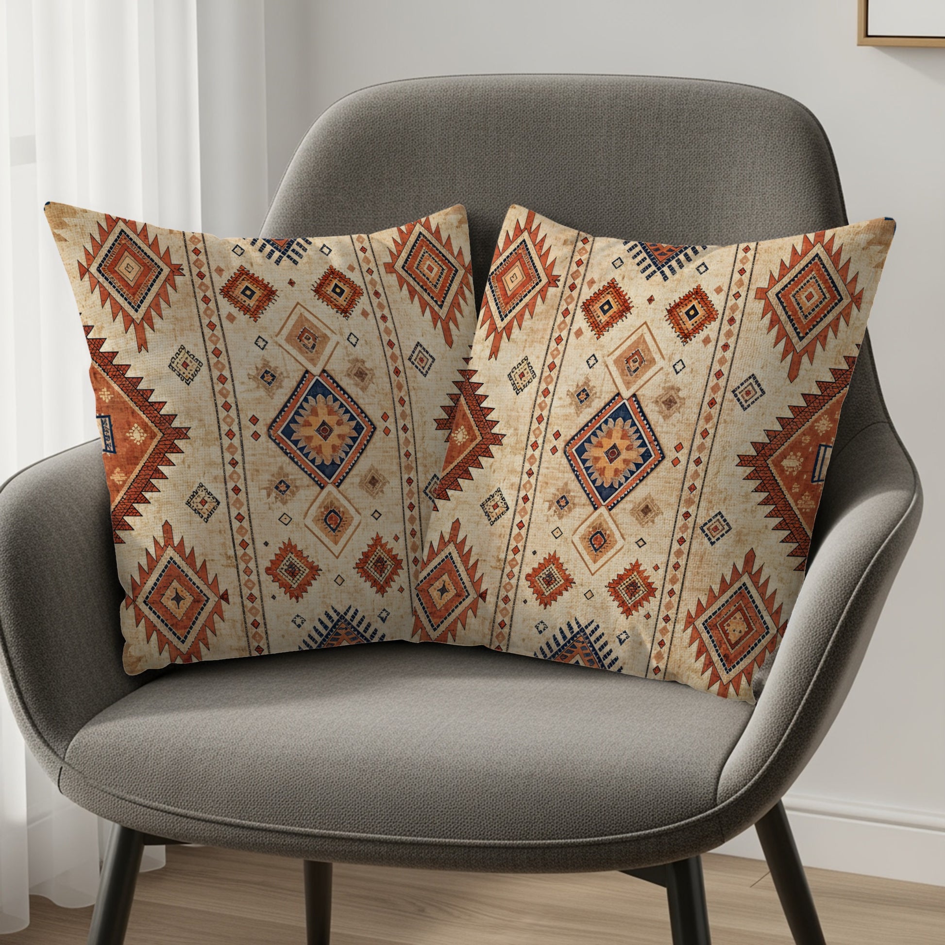 Southwestern Geometric Diamond Pattern Cushion Cover Set