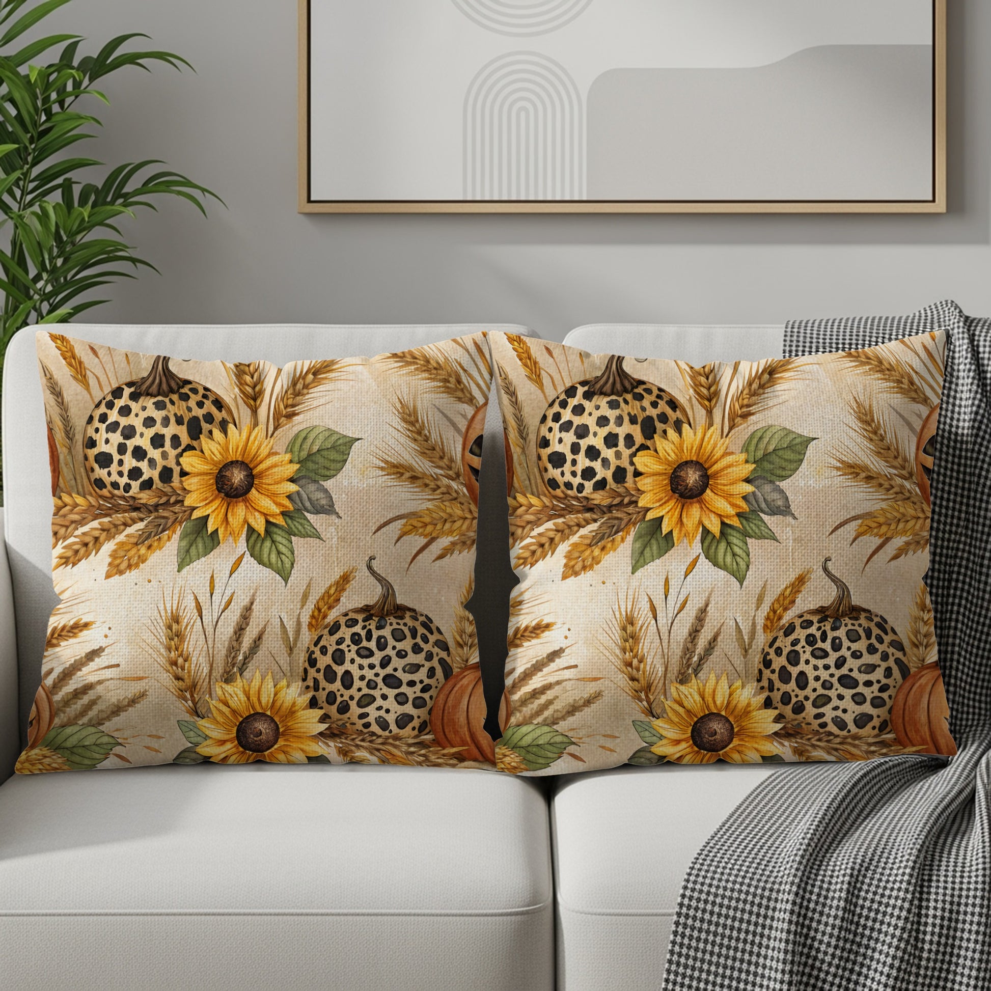 Sunflower and Pumpkin Decorative Throw Pillow Set