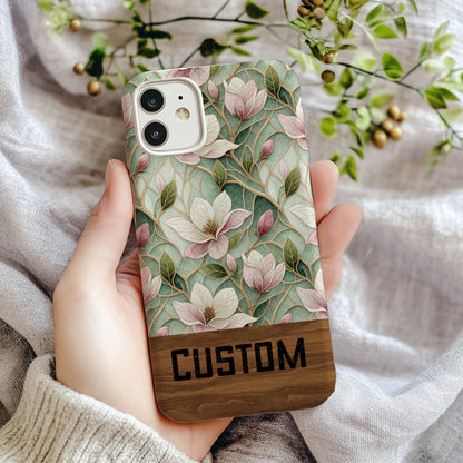 Custom Floral Patterned Case with Green Leaves Design